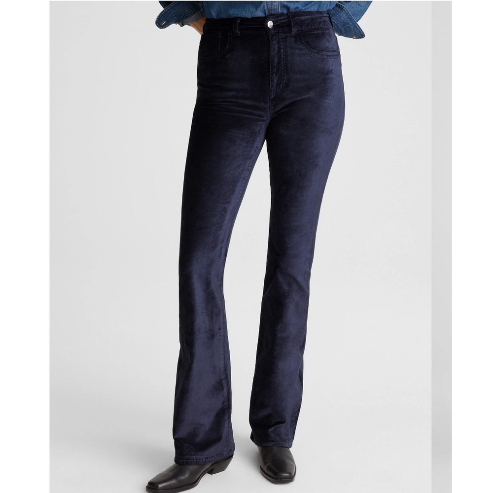Madewell The Stretch‎ Flare Leg Pant Navy Blue Velvet High Rise Size 30